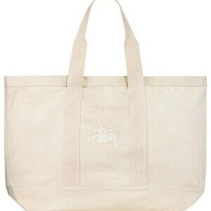 Stussy Extra Large Canvas Workwear Cream Latte Tote Bag New Fits 3 Shoe Boxes